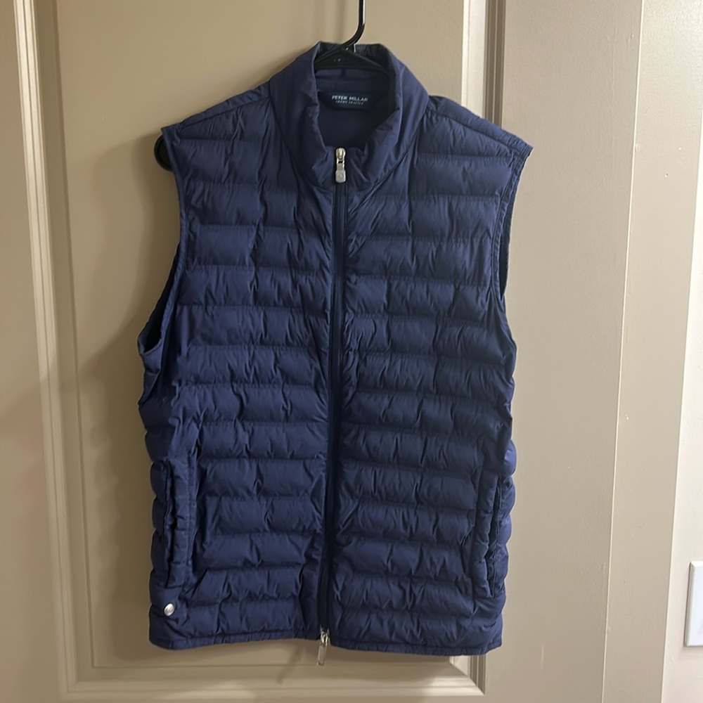 Peter Millar Crown Crafted Stitchless Baffle Puffer Vest Men's Medium Navy Blue